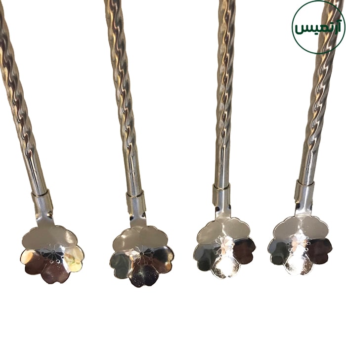 نی قاشقدار استیل نقره ای 2 نی قاشقدار استیل نقره ای