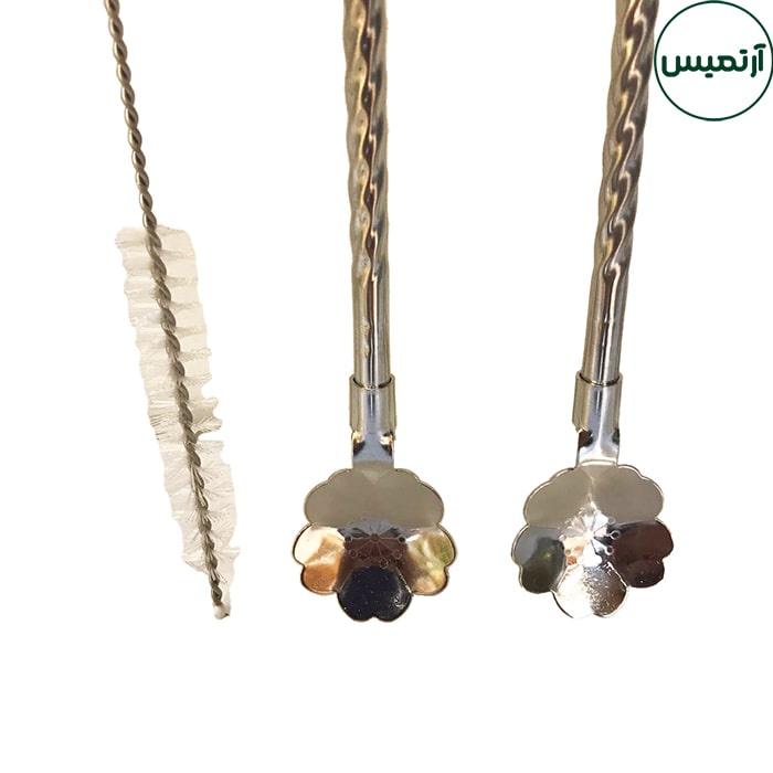 نی قاشقدار استیل نقره ای 3 نی قاشقدار استیل نقره ای