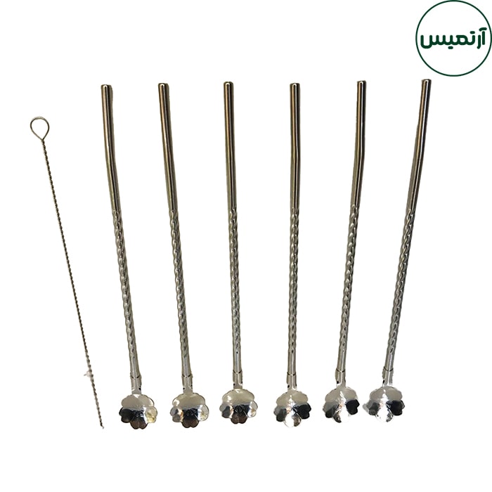 نی قاشقدار استیل نقره ای