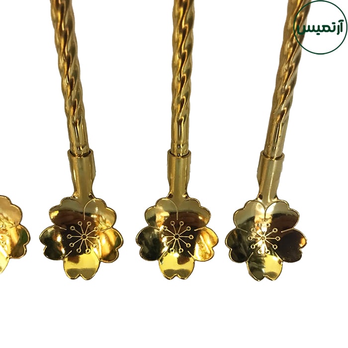 نی قاشقدار استیل طلایی 2 نی قاشقدار استیل طلایی