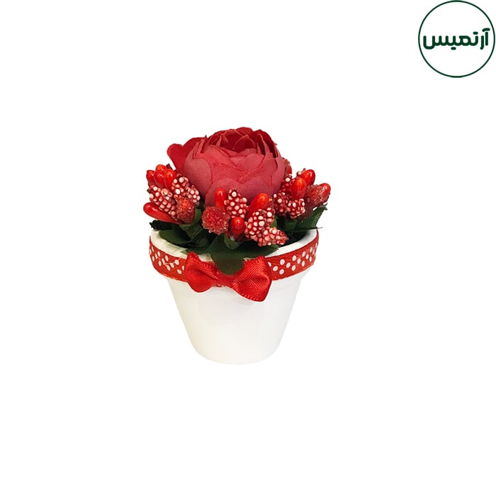 گلدان گل مصنوعی رز نقلی 5 گلدان گل مصنوعی رز نقلی قرمز