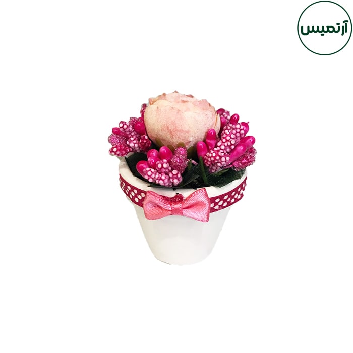 گلدان گل مصنوعی رز نقلی 4 گلدان گل مصنوعی رز نقلی صورتی