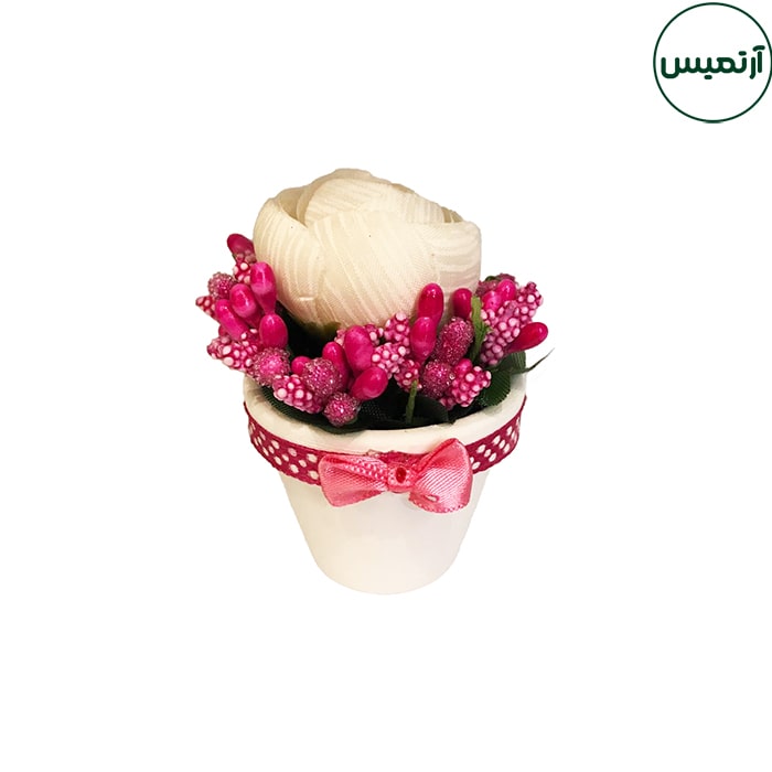 گلدان گل مصنوعی رز نقلی 3 گلدان گل مصنوعی رز نقلی سفید صورتی