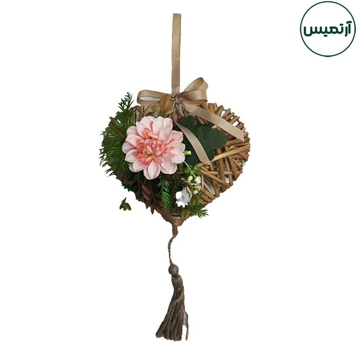 حلقه آویز گل مصنوعی چوبی 3 حلقه آویزگل مصنوعی چوبی گلبهی