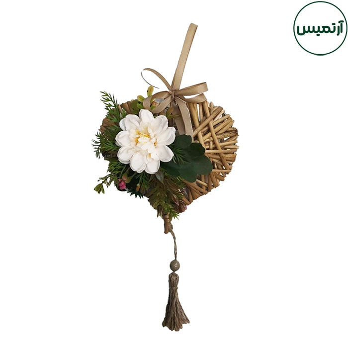 حلقه آویز گل مصنوعی چوبی 4 حلقه آویزگل مصنوعی چوبی سفید