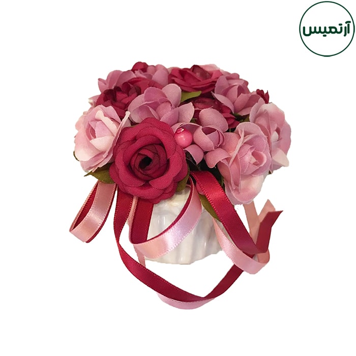 گلدان گل مصنوعی رزمینیاتوری 4 گلدان گل مصنوعی رزمینیاتوزی قرمز