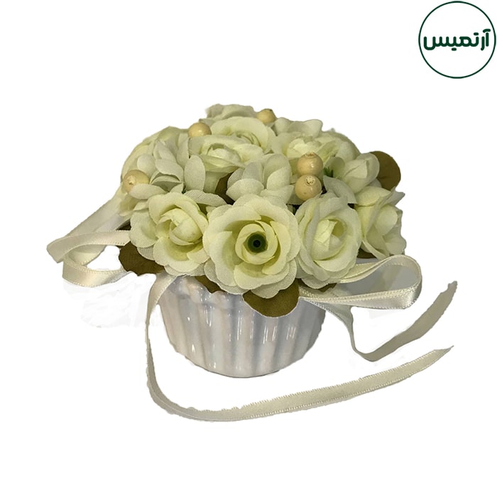 گلدان گل مصنوعی رزمینیاتوری 3 گلدان گل مصنوعی رزمینیاتوزی سفید