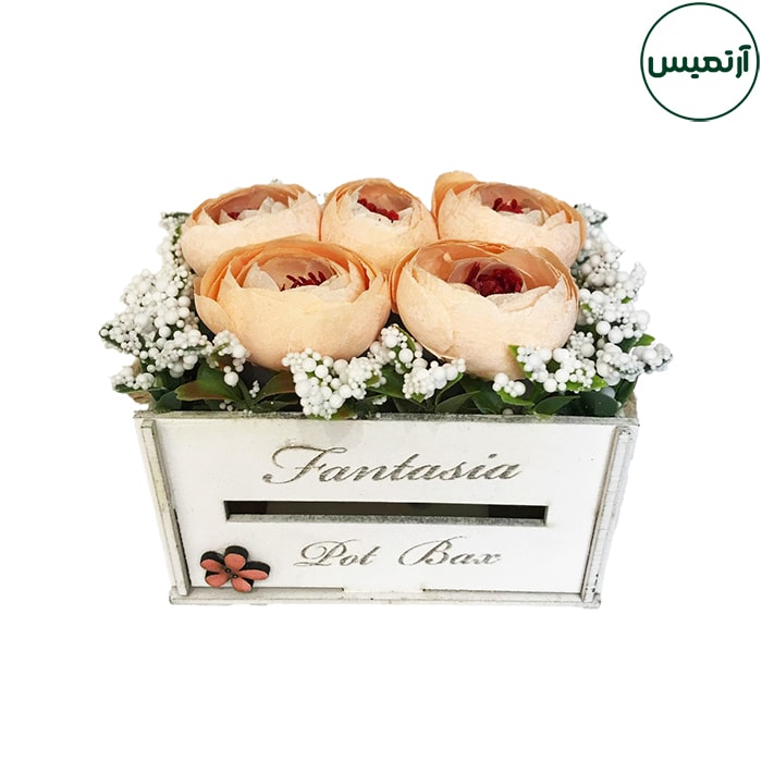 باکس گل مصنوعی بزرگ چوبی 4 باکس گل مصنوعی بزرگ چوبی گلبهی