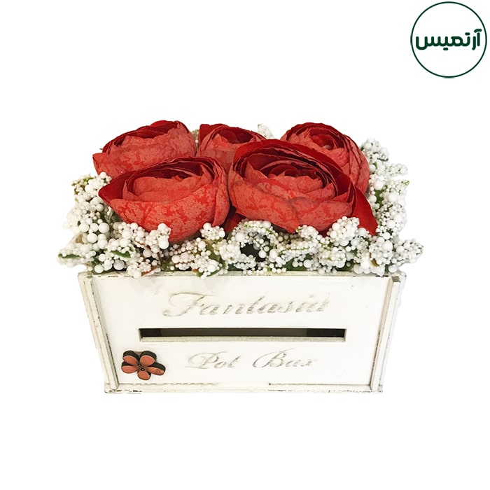 باکس گل مصنوعی بزرگ چوبی 3 باکس گل مصنوعی بزرگ چوبی قرمز