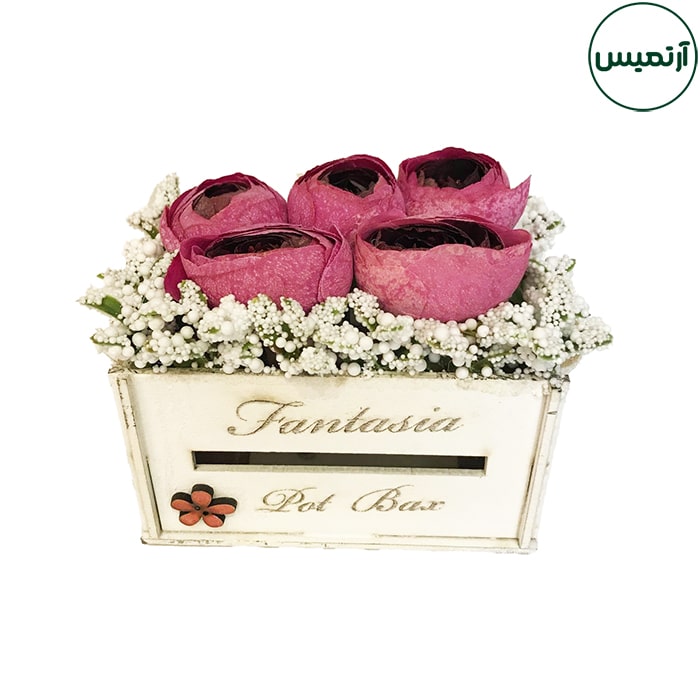 باکس گل مصنوعی بزرگ چوبی سرخابی