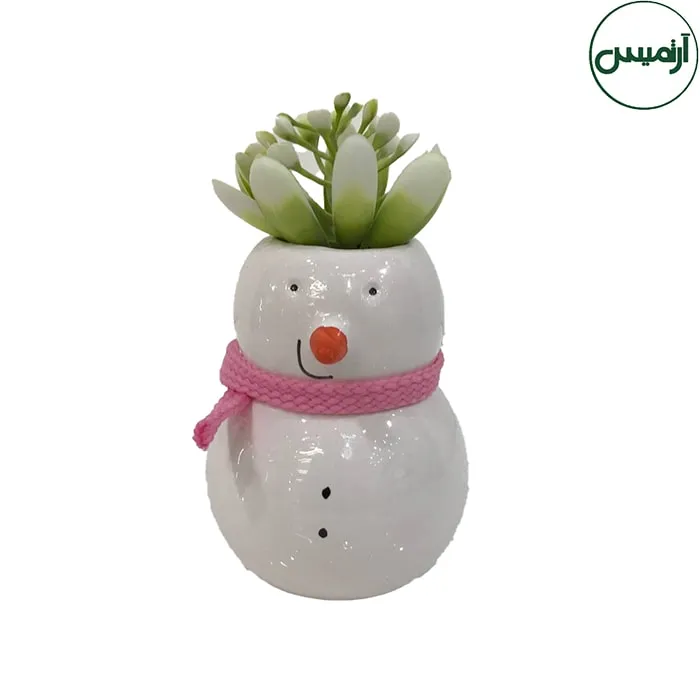 گلدان کاکتوس مصنوعی آدم برفی 2 گلدان کاکتوس مصنوعی آدم برفی
