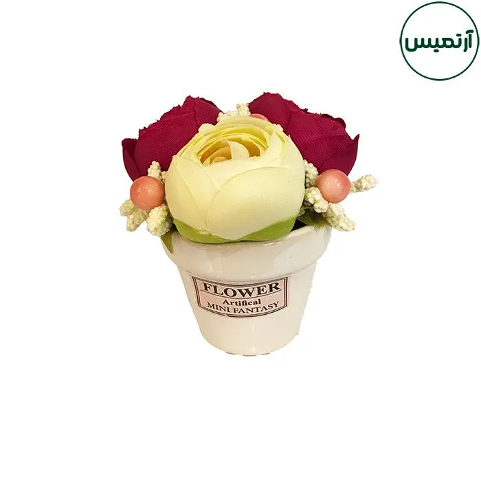 گل مصنوعی مدل گلدان رز۳گل