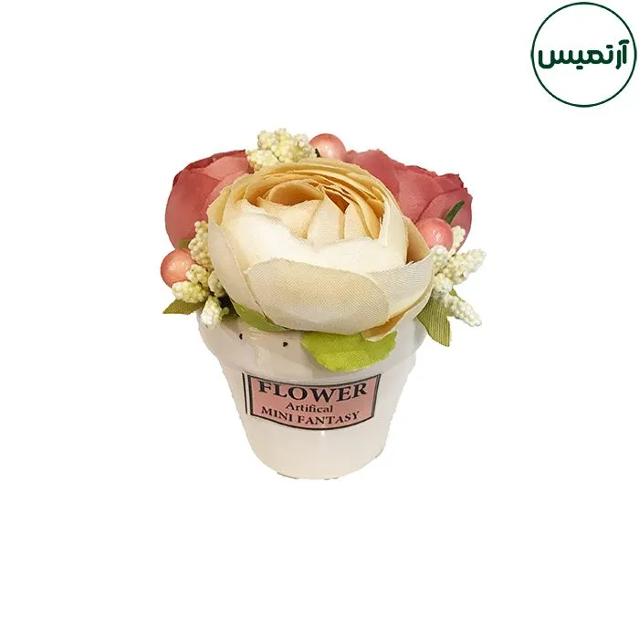 گل مصنوعی مدل گلدان رز۳گل 4 گل مصنوعی مدل گلدان رز۳گل