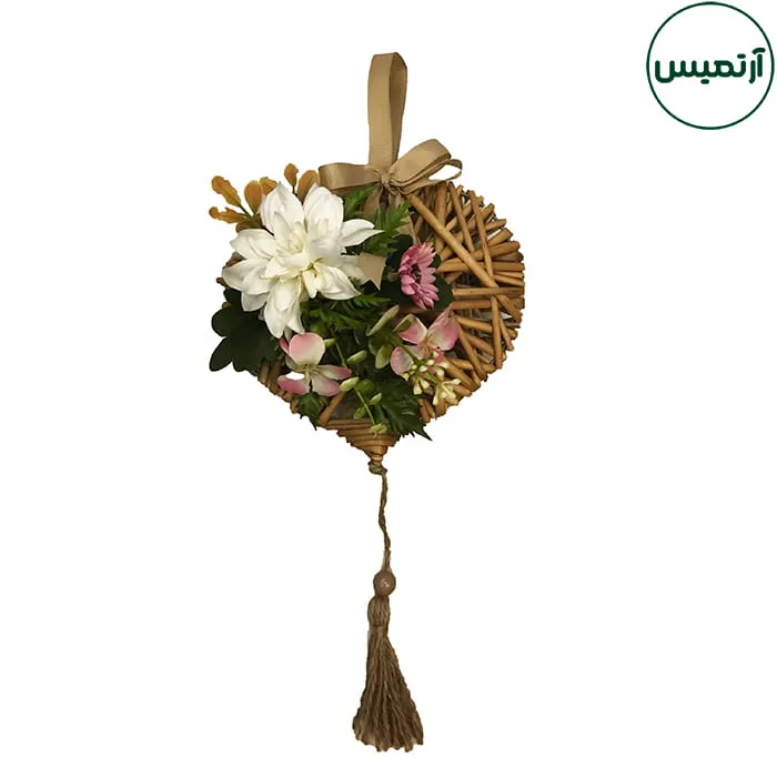 حلقه آویز گل مصنوعی چوبی