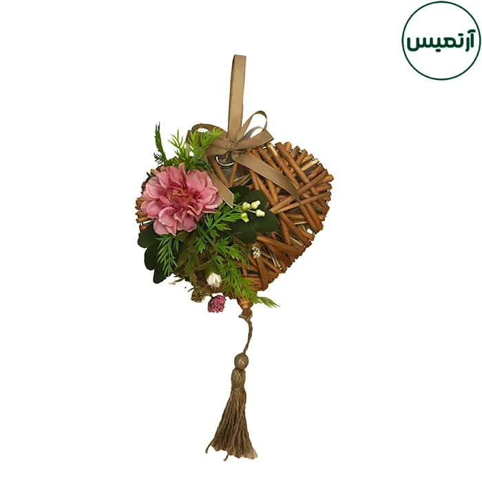 حلقه آویز گل مصنوعی چوبی 2 حلقه آویز گل مصنوعی چوبی