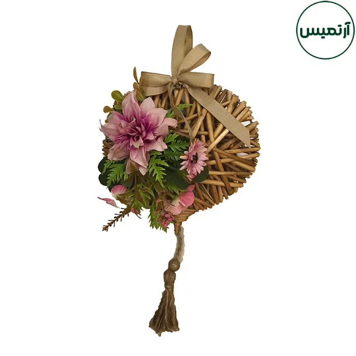 حلقه آویز گل مصنوعی چوبی 3 حلقه آویز گل مصنوعی چوبی