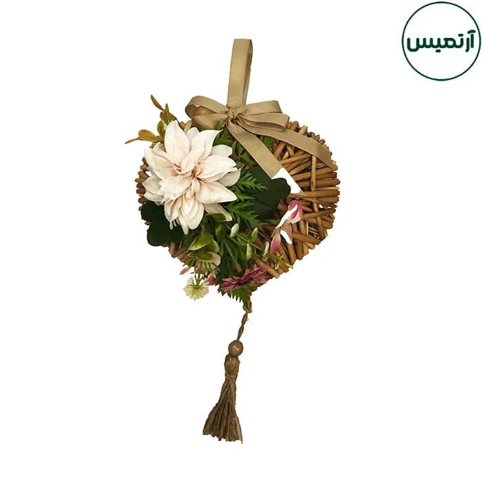 حلقه آویز گل مصنوعی چوبی 4 حلقه آویز گل مصنوعی چوبی