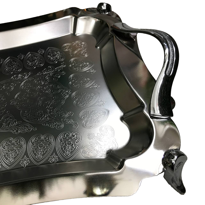 سینی استیل مستطیل پایه دار 2 سینی استیل مستطیل پایه دار - تصویر 2