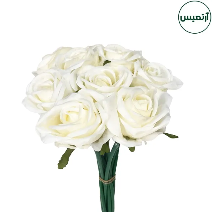 دسته گل رز سفید مصنوعی 4 دسته گل رز سفید مصنوعی