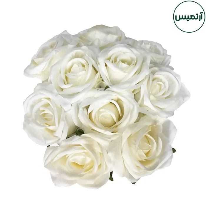 دسته گل رز سفید مصنوعی 3 دسته گل رز سفید مصنوعی