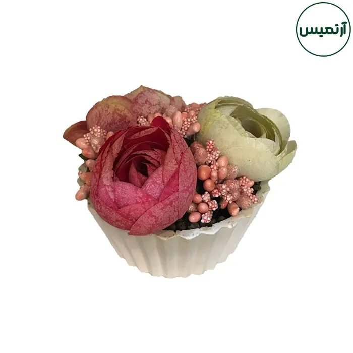 گلدان گل مصنوعی رز3گل