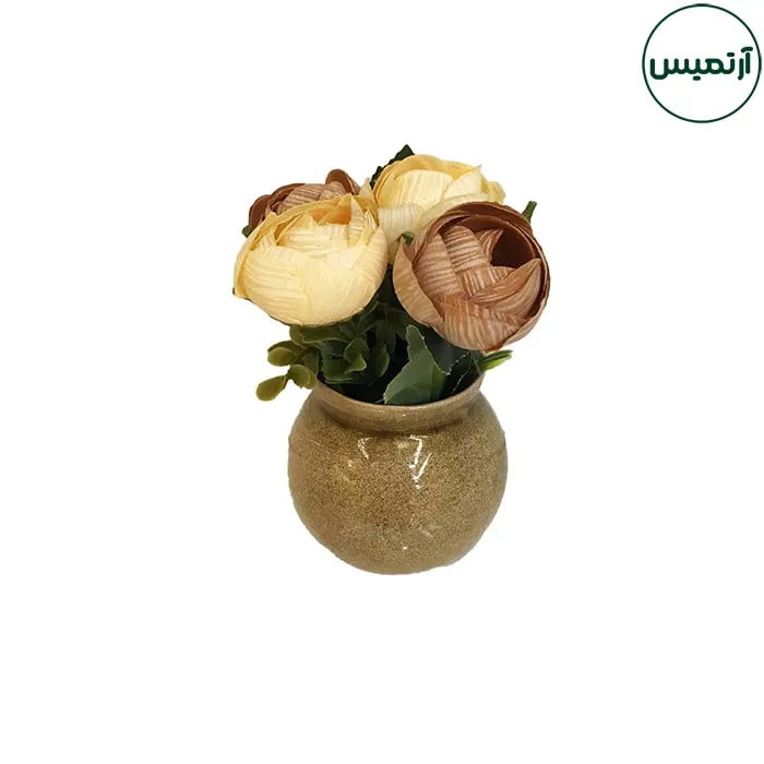 گلدان گل مصنوعی رزکوچک مدل فندقی