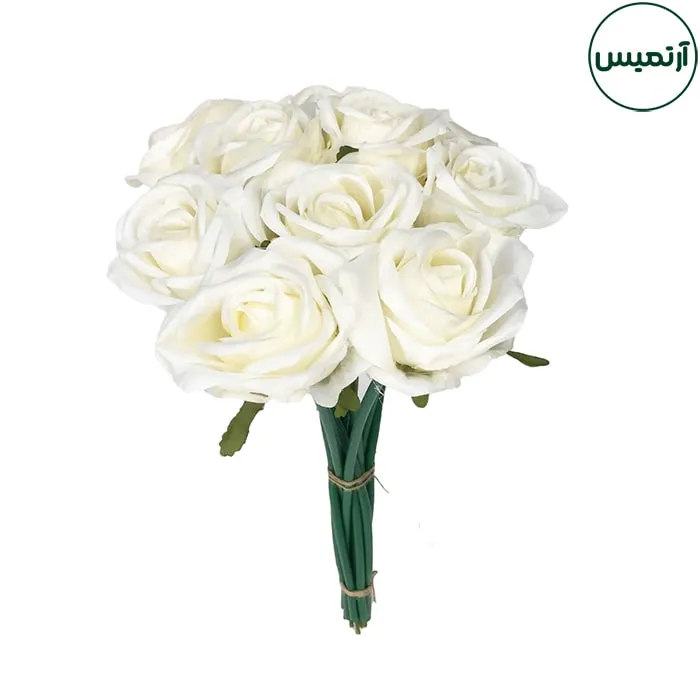 دسته گل رز سفید مصنوعی 2 دسته گل رز سفید مصنوعی