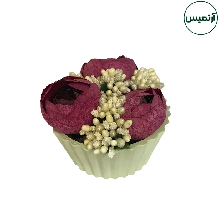 گلدان گل مصنوعی رز 6 گلدان گل مصنوعی رز ۳ گل