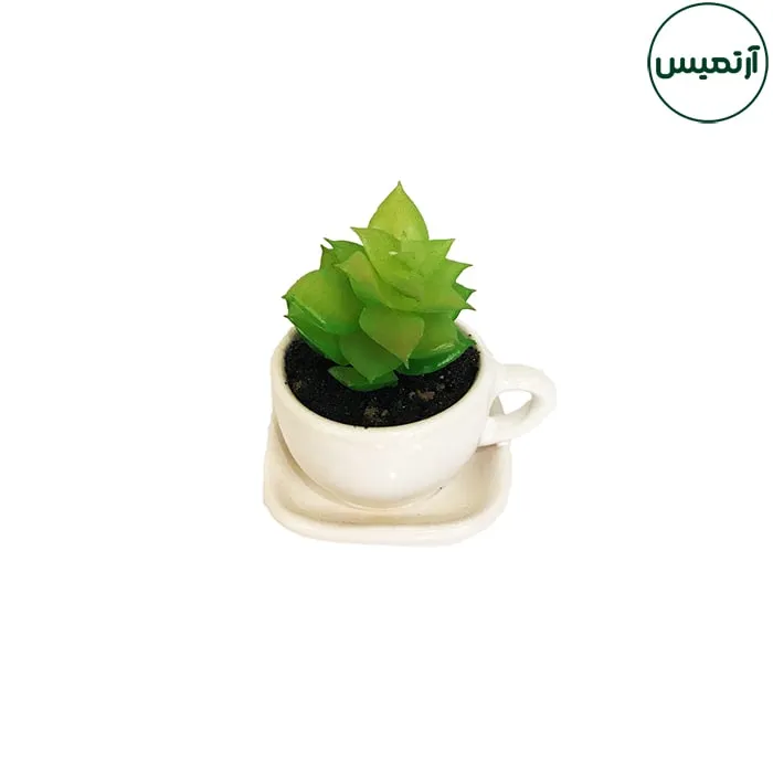 گلدان کاکتوس مصنوعی مدل فنجان سفید 6 گلدان کاکتوس مصنوعی مدل فنجان سفید