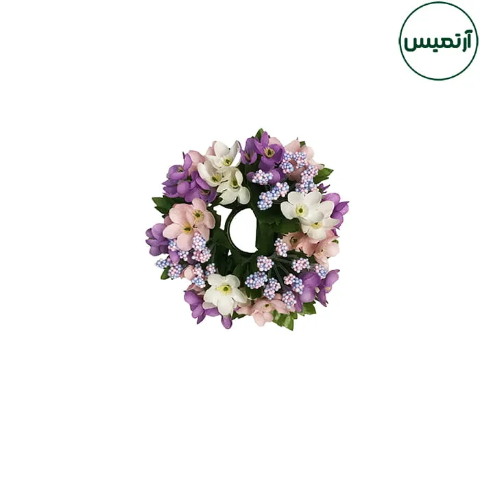 حلقه گل مصنوعی دورشمع مدل شکوفه بهاری