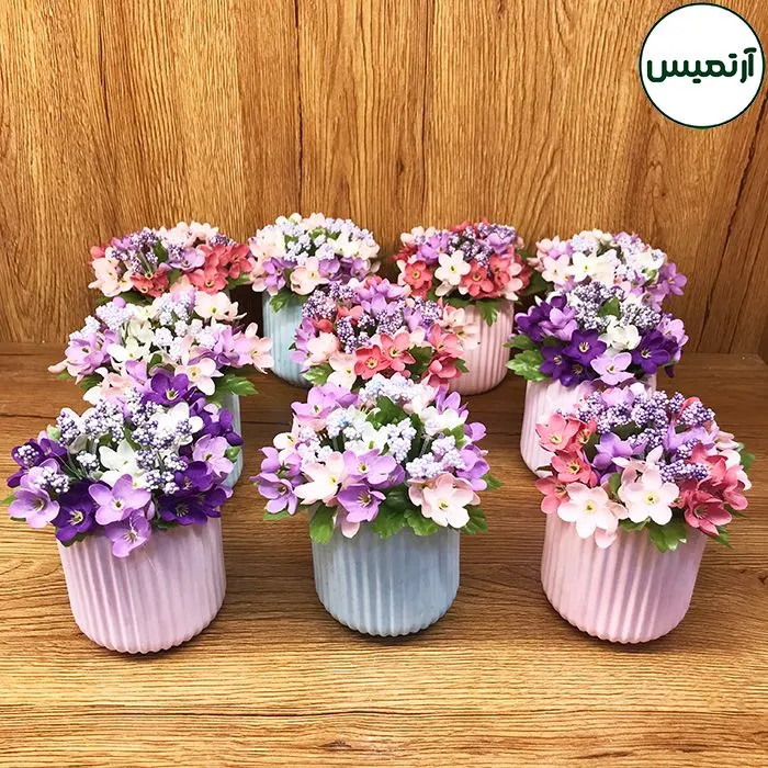 گل مصنوعی گلدان شکوفه بهاری ۱۰ عددی