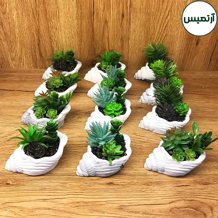 کاکتوس مصنوعی گلدان حلزونی۱۲تایی