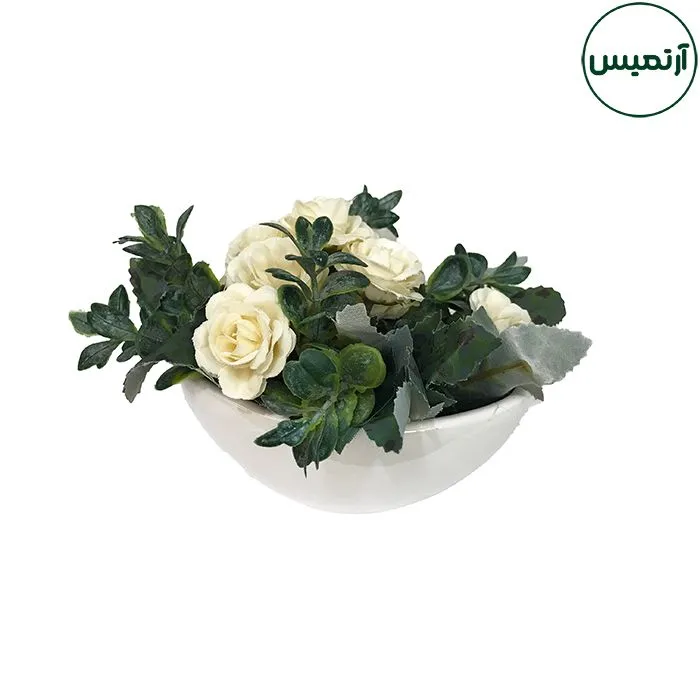 گل مصنوعی رز سانازمدل گلدان قایقی