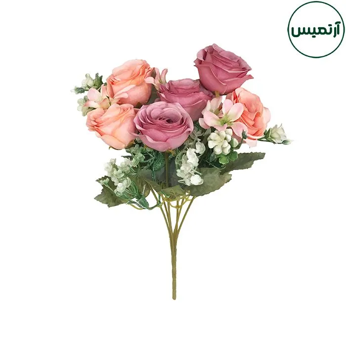 گل مصنوعی بوته رز شکوفه دار